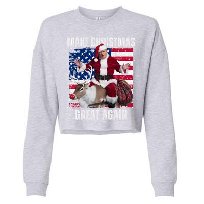 Santa Trump Dance Make Christmas Great Again Ugly Gift Cropped Pullover Crew