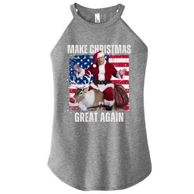 Santa Trump Dance Make Christmas Great Again Ugly Gift Women's Perfect Tri Rocker Tank