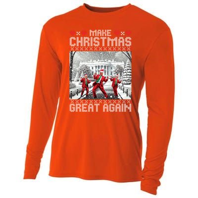 Santa Trump Dance Make Christmas Great Again Ugly Cool Gift Cooling Performance Long Sleeve Crew