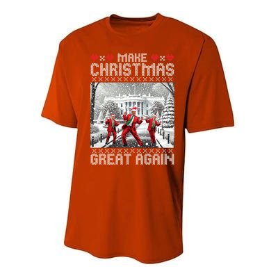 Santa Trump Dance Make Christmas Great Again Ugly Cool Gift Performance Sprint T-Shirt