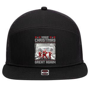 Santa Trump Dance Make Christmas Great Again Ugly Cool Gift 7 Panel Mesh Trucker Snapback Hat