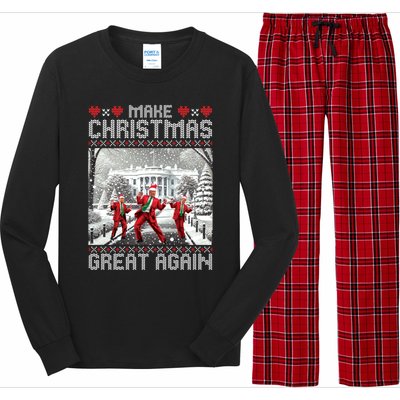 Santa Trump Dance Make Christmas Great Again Ugly Cool Gift Long Sleeve Pajama Set