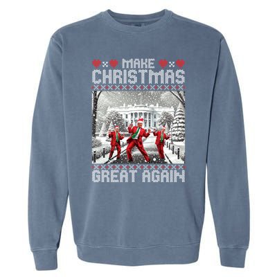 Santa Trump Dance Make Christmas Great Again Ugly Cool Gift Garment-Dyed Sweatshirt