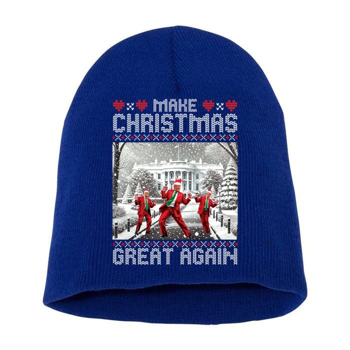 Santa Trump Dance Make Christmas Great Again Ugly Cool Gift Short Acrylic Beanie