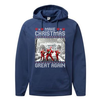 Santa Trump Dance Make Christmas Great Again Ugly Cool Gift Performance Fleece Hoodie