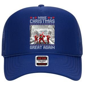 Santa Trump Dance Make Christmas Great Again Ugly Cool Gift High Crown Mesh Back Trucker Hat