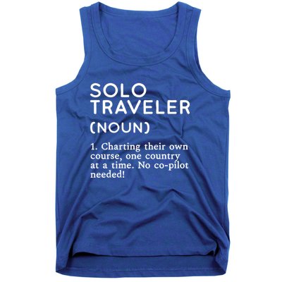 Solo Traveler Definition Funny Wanderlust Adventure Travel Cute Gift Tank Top