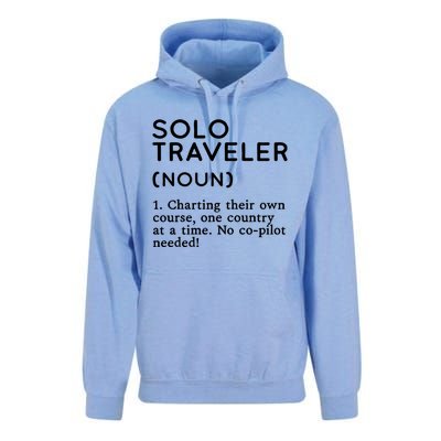 Solo Traveler Definition Funny Wanderlust Adventure Travel Cute Gift Unisex Surf Hoodie