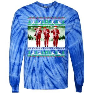 Santa Trump Dance Make Christmas Great Again Ugly Cute Gift Tie-Dye Long Sleeve Shirt