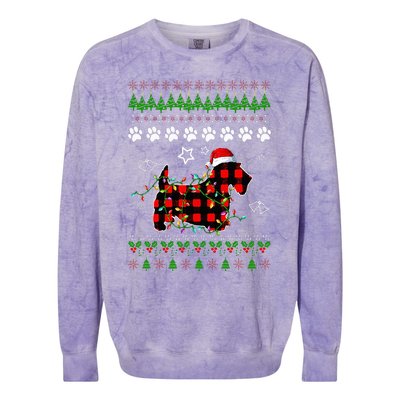 Scottish Terrier Dog Funny Xmas Ugly Sweater Christmas Light Colorblast Crewneck Sweatshirt