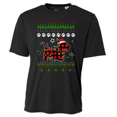 Scottish Terrier Dog Funny Xmas Ugly Sweater Christmas Light Cooling Performance Crew T-Shirt