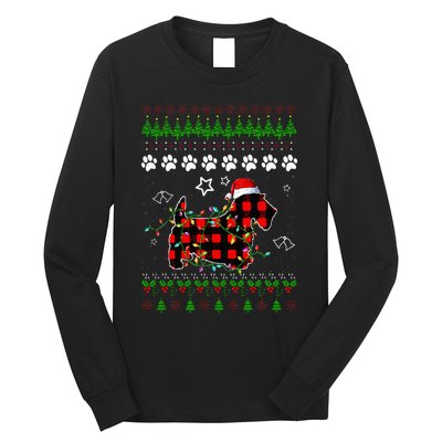 Scottish Terrier Dog Funny Xmas Ugly Sweater Christmas Light Long Sleeve Shirt