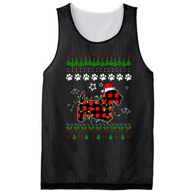 Scottish Terrier Dog Funny Xmas Ugly Sweater Christmas Light Mesh Reversible Basketball Jersey Tank