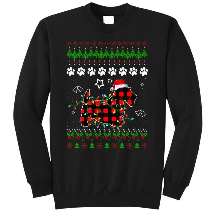 Scottish Terrier Dog Funny Xmas Ugly Sweater Christmas Light Tall Sweatshirt