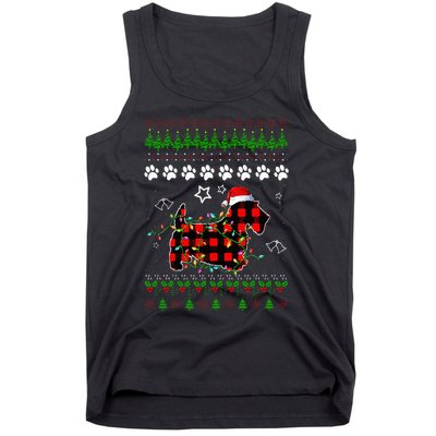 Scottish Terrier Dog Funny Xmas Ugly Sweater Christmas Light Tank Top