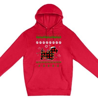 Scottish Terrier Dog Funny Xmas Ugly Sweater Christmas Light Premium Pullover Hoodie