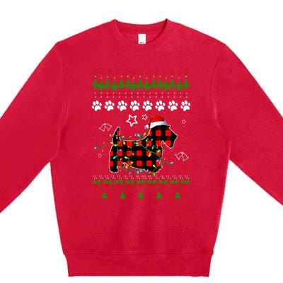 Scottish Terrier Dog Funny Xmas Ugly Sweater Christmas Light Premium Crewneck Sweatshirt