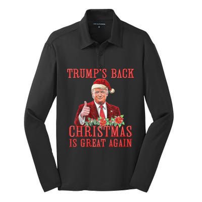 Santa Trump Dance Make Christmas Great Again Ugly Silk Touch Performance Long Sleeve Polo