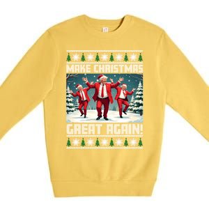 Santa Trump Dance Make Christmas Great Again Ugly Gift Premium Crewneck Sweatshirt