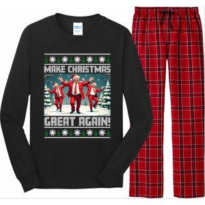 Santa Trump Dance Make Christmas Great Again Ugly Gift Long Sleeve Pajama Set