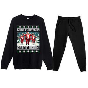 Santa Trump Dance Make Christmas Great Again Ugly Gift Premium Crewneck Sweatsuit Set