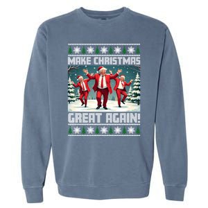 Santa Trump Dance Make Christmas Great Again Ugly Gift Garment-Dyed Sweatshirt