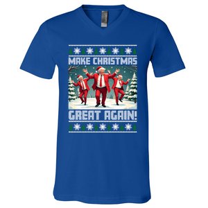 Santa Trump Dance Make Christmas Great Again Ugly Gift V-Neck T-Shirt