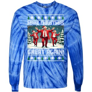 Santa Trump Dance Make Christmas Great Again Ugly Gift Tie-Dye Long Sleeve Shirt