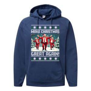 Santa Trump Dance Make Christmas Great Again Ugly Gift Performance Fleece Hoodie