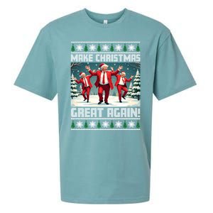 Santa Trump Dance Make Christmas Great Again Ugly Gift Sueded Cloud Jersey T-Shirt