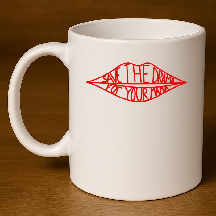 Save The Drama For Your Mama Lips Funny 11oz C Handle Ceramic Mug