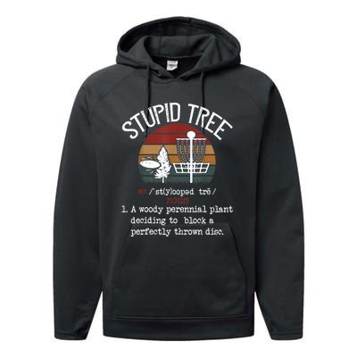 Stupid Tree Disc Golf Tshirt Funny Gift Frisbee Vintage TShirt Performance Fleece Hoodie