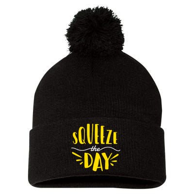Squeeze The Day Motivation Pom Pom 12in Knit Beanie