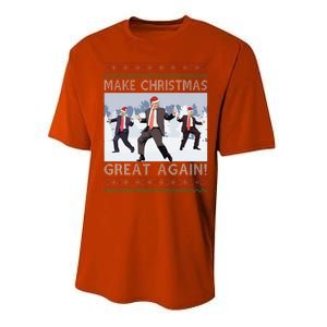 Santa Trump Dance Make Christmas Great Again Ugly Sweater Performance Sprint T-Shirt