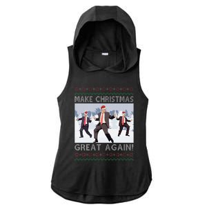 Santa Trump Dance Make Christmas Great Again Ugly Sweater Ladies PosiCharge Tri-Blend Wicking Draft Hoodie Tank