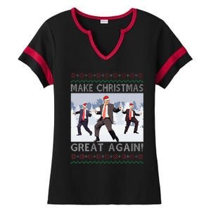 Santa Trump Dance Make Christmas Great Again Ugly Sweater Ladies Halftime Notch Neck Tee