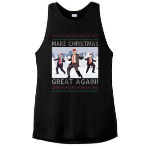 Santa Trump Dance Make Christmas Great Again Ugly Sweater Ladies PosiCharge Tri-Blend Wicking Tank