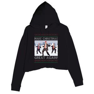 Santa Trump Dance Make Christmas Great Again Ugly Sweater Crop Fleece Hoodie