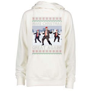 Santa Trump Dance Make Christmas Great Again Ugly Sweater Womens Funnel Neck Pullover Hood