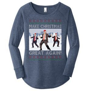 Santa Trump Dance Make Christmas Great Again Ugly Sweater Women's Perfect Tri Tunic Long Sleeve Shirt