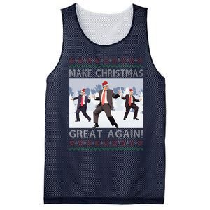 Santa Trump Dance Make Christmas Great Again Ugly Sweater Mesh Reversible Basketball Jersey Tank