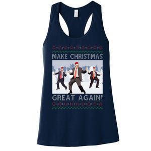 Santa Trump Dance Make Christmas Great Again Ugly Sweater Women's Racerback Tank