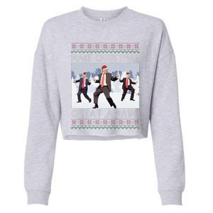 Santa Trump Dance Make Christmas Great Again Ugly Sweater Cropped Pullover Crew