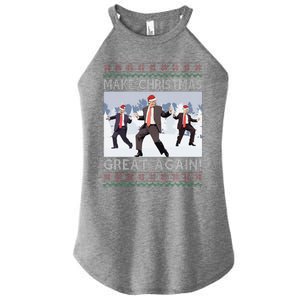 Santa Trump Dance Make Christmas Great Again Ugly Sweater Women's Perfect Tri Rocker Tank