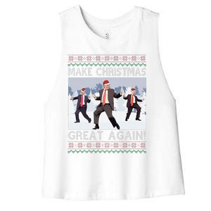 Santa Trump Dance Make Christmas Great Again Ugly Sweater Women's Racerback Cropped Tank