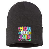 State Testing Day Motivational Teacher Groovy You Got This Sustainable Knit Beanie
