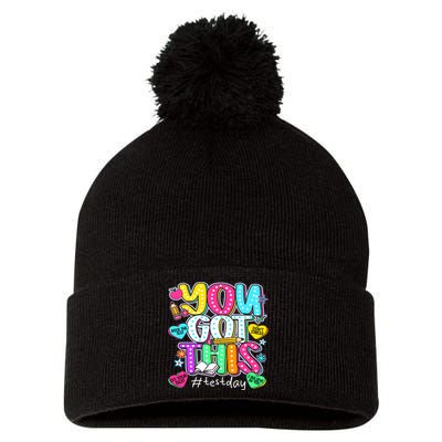 State Testing Day Motivational Teacher Groovy You Got This Pom Pom 12in Knit Beanie