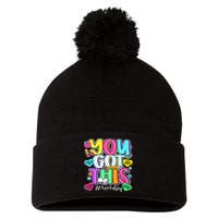 State Testing Day Motivational Teacher Groovy You Got This Pom Pom 12in Knit Beanie