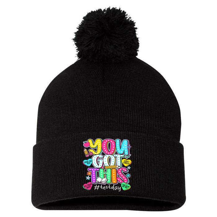 State Testing Day Motivational Teacher Groovy You Got This Pom Pom 12in Knit Beanie