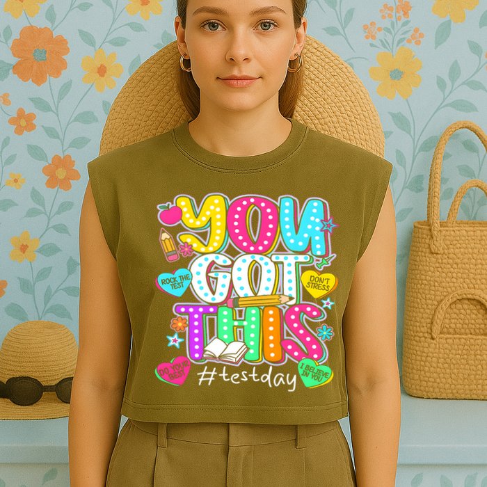 State Testing Day Motivational Teacher Groovy You Got This Garment-Dyed Women's Muscle Tee